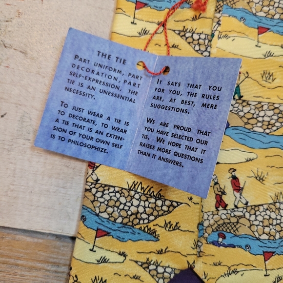 Pivot Rules Yellow Multi Golf Design 100% Silk Tie NWT - Picture 2 of 5